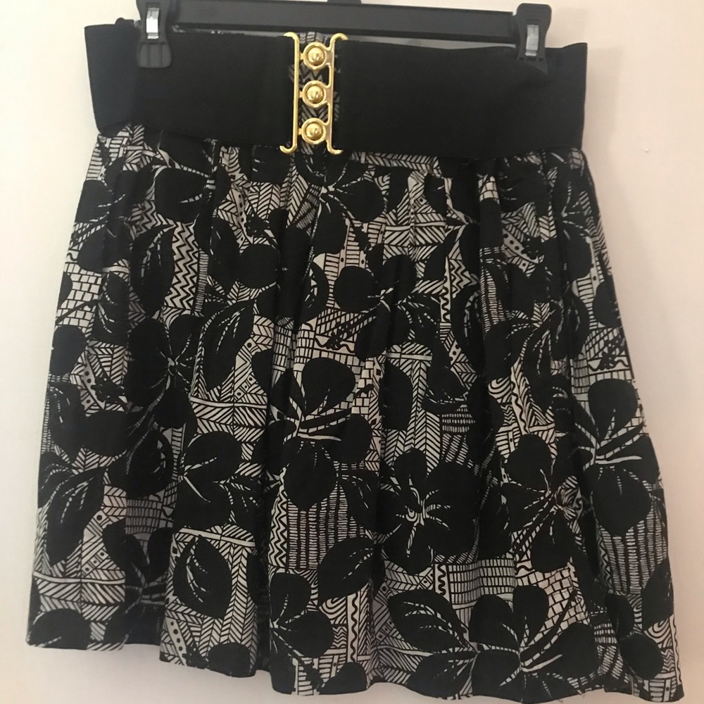 Black and white floral skirt